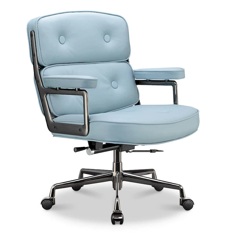 Height Adjustable Leather Ergonomic Office Chair with Lumbar Support