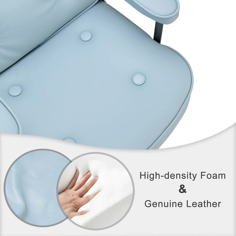 Height Adjustable Leather Ergonomic Office Chair with Lumbar Support