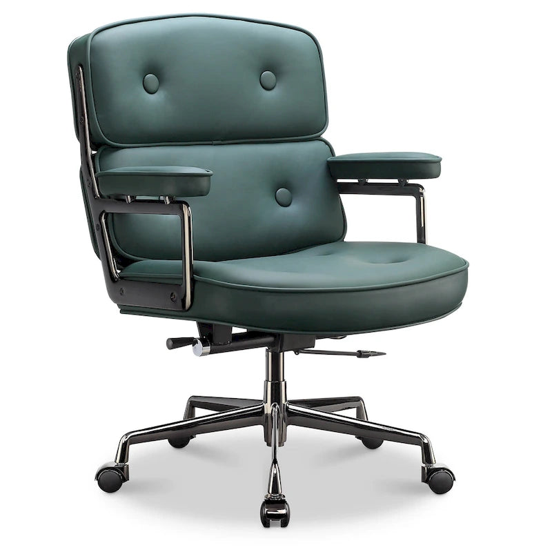 Height Adjustable Leather Ergonomic Office Chair with Lumbar Support