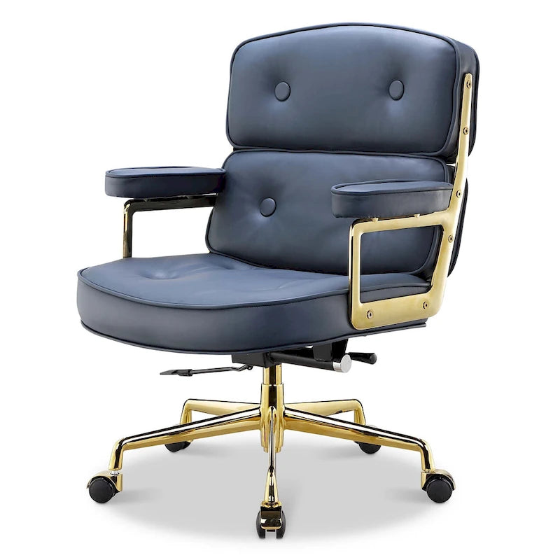 Height Adjustable Leather Ergonomic Office Chair with Lumbar Support