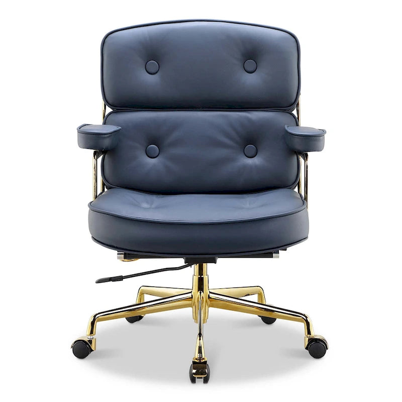 Height Adjustable Leather Ergonomic Office Chair with Lumbar Support