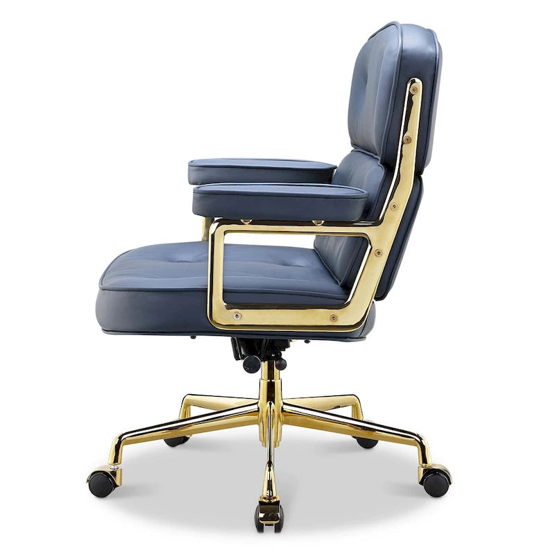 Height Adjustable Leather Ergonomic Office Chair with Lumbar Support