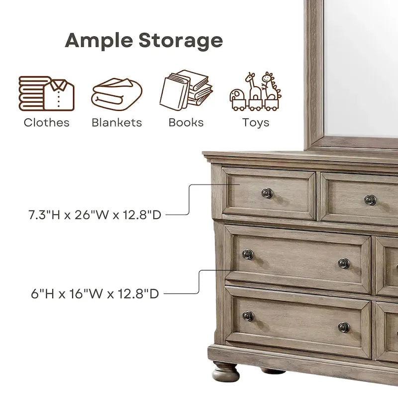 Set letto a slitta con contenitore e comò a 2 pezzi in legno grigio transizionale Nahkohe di Furniture of America