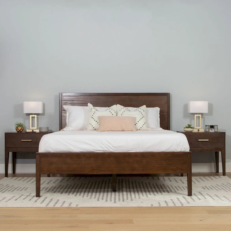 Set camera da letto matrimoniale a 3 pezzi Plank and Beam con 2 comodini