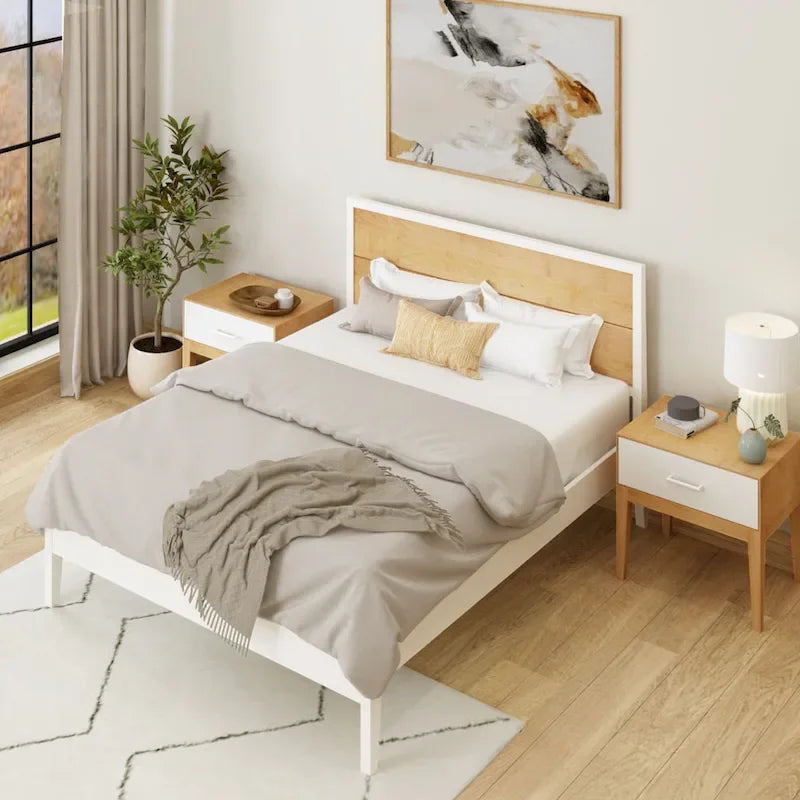 Set camera da letto matrimoniale a 3 pezzi Plank and Beam con 2 comodini