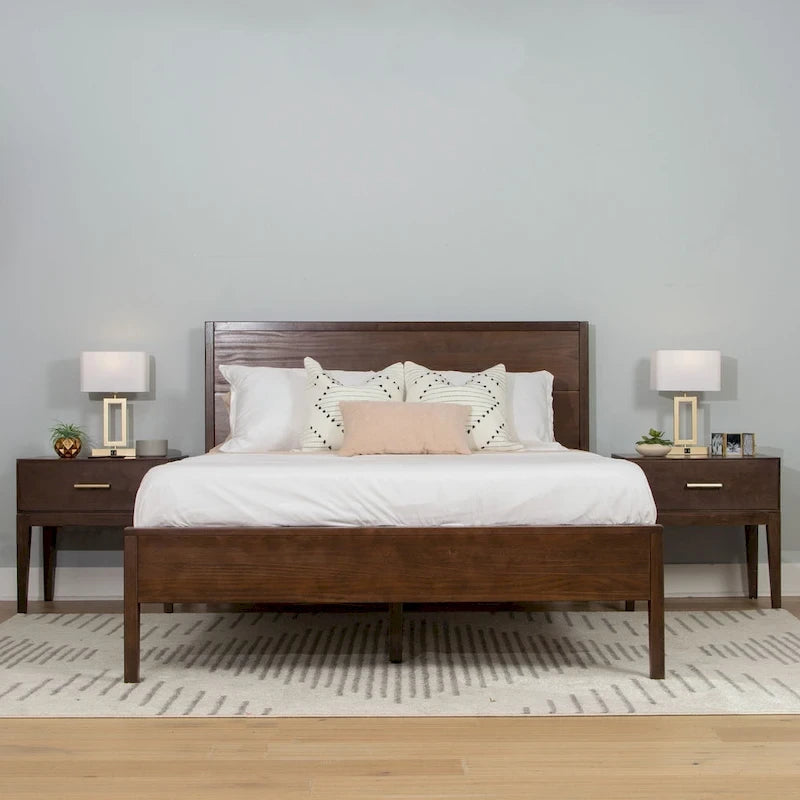 Set camera da letto matrimoniale a 3 pezzi Plank and Beam con 2 comodini