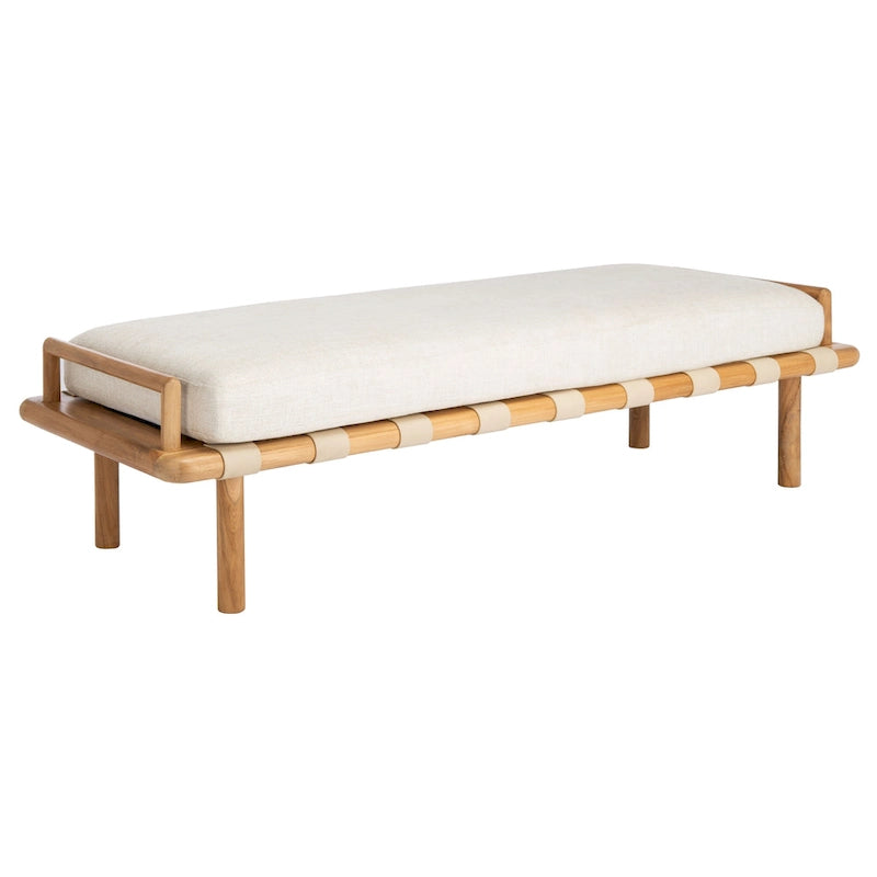 Panca imbottita in teak SAFAVIEH Couture Grizelda - 70 L x 26 P x 19 A - 70Lx26Px19A