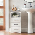 White/Charcoal Grey 3-Drawer Bathroom Cabinet with Open Shelf