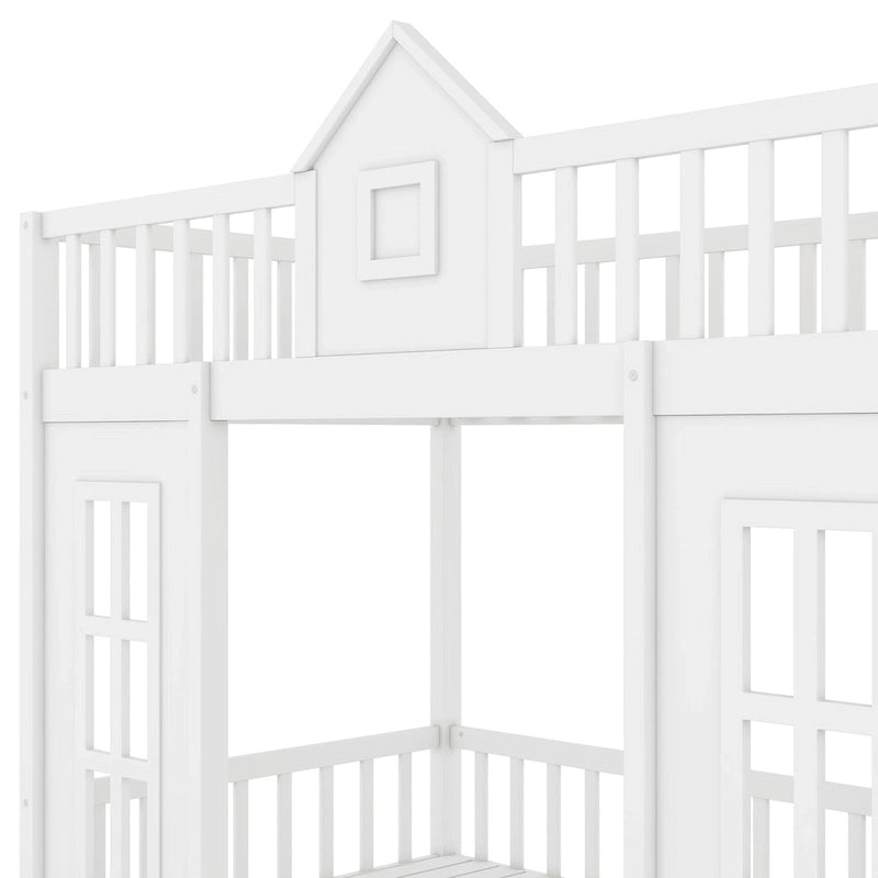 Gray Twin-Over-Twin Bunk Bed with Convertible Desk