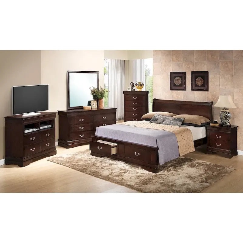 Letto Matrimoniale Contenitore in Legno con Pannello Luigi Filippo