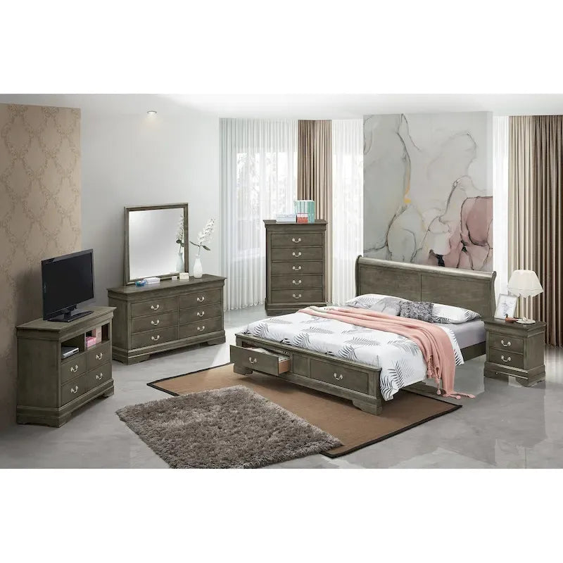 Letto Matrimoniale Contenitore in Legno con Pannello Luigi Filippo