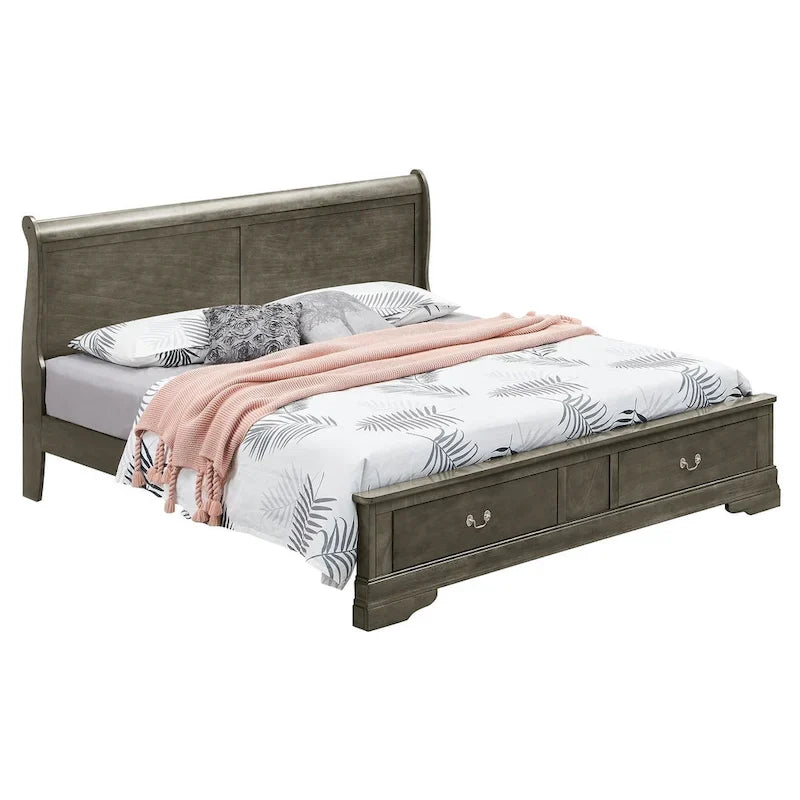 Letto Matrimoniale Contenitore in Legno con Pannello Luigi Filippo