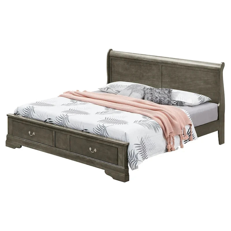 Letto Matrimoniale Contenitore in Legno con Pannello Luigi Filippo