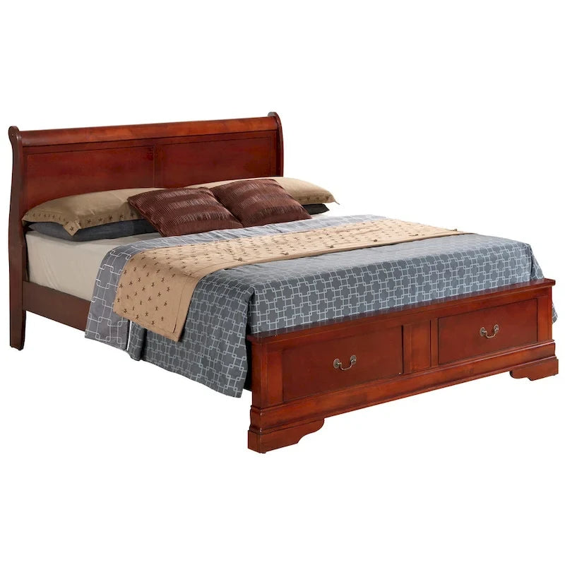 Letto Matrimoniale Contenitore in Legno con Pannello Luigi Filippo
