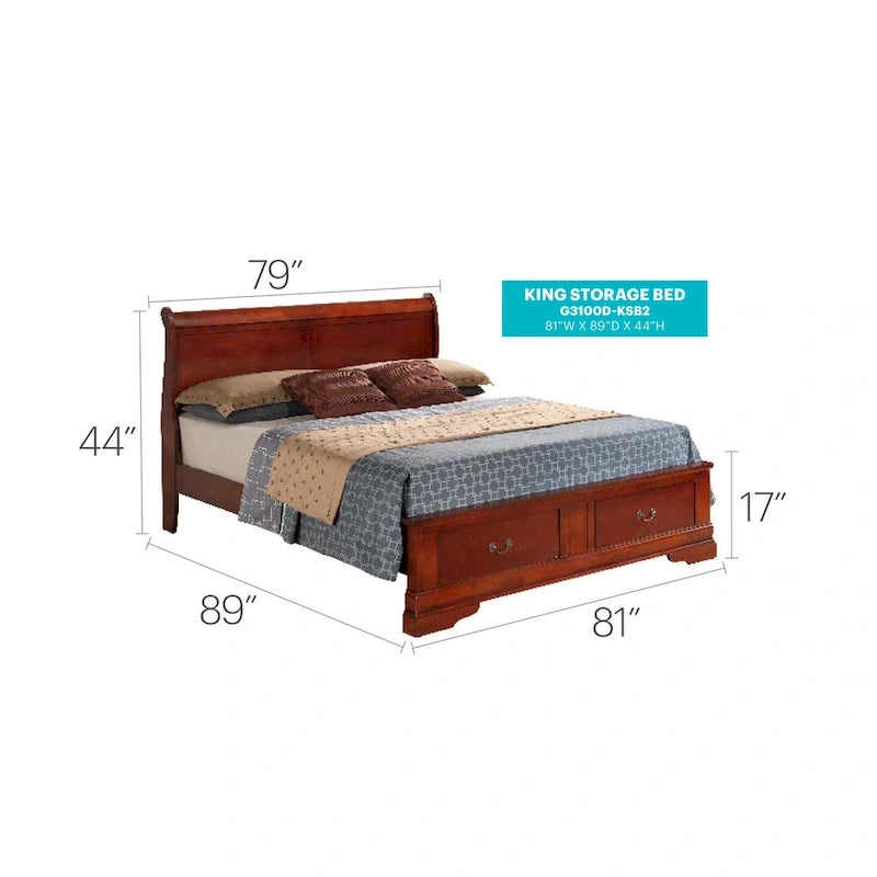Letto Matrimoniale Contenitore in Legno con Pannello Luigi Filippo