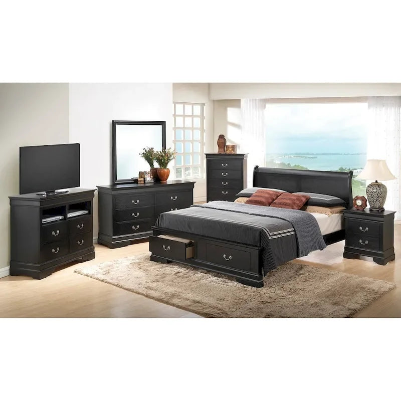 Letto Matrimoniale Contenitore in Legno con Pannello Luigi Filippo
