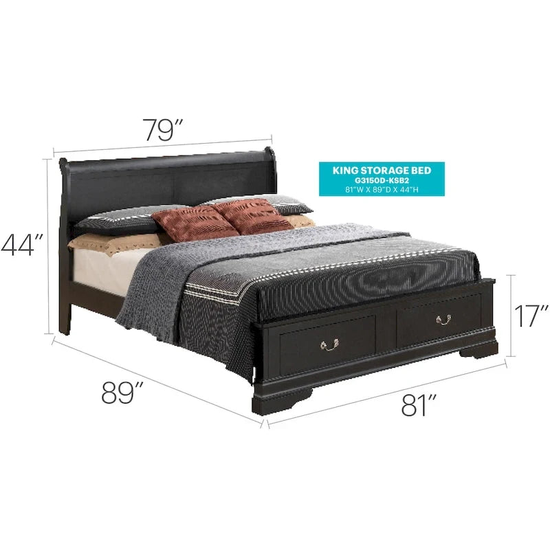 Letto Matrimoniale Contenitore in Legno con Pannello Luigi Filippo
