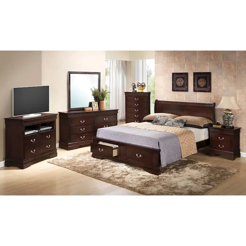 Letto Matrimoniale Contenitore in Legno con Pannello Luigi Filippo