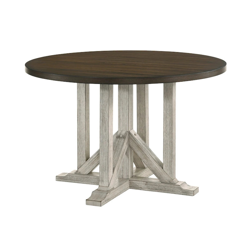 Derry Farmhouse, set da pranzo 5 pezzi in legno massello bianco antico e rovere scuro, di Furniture of America