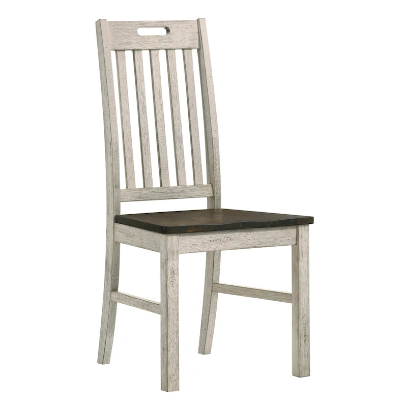 Derry Farmhouse, set da pranzo 5 pezzi in legno massello bianco antico e rovere scuro, di Furniture of America