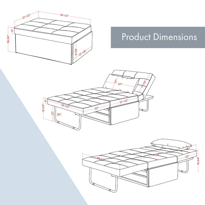 Poggiapiedi/futon convertibile assemblato Hattie di Furniture of America