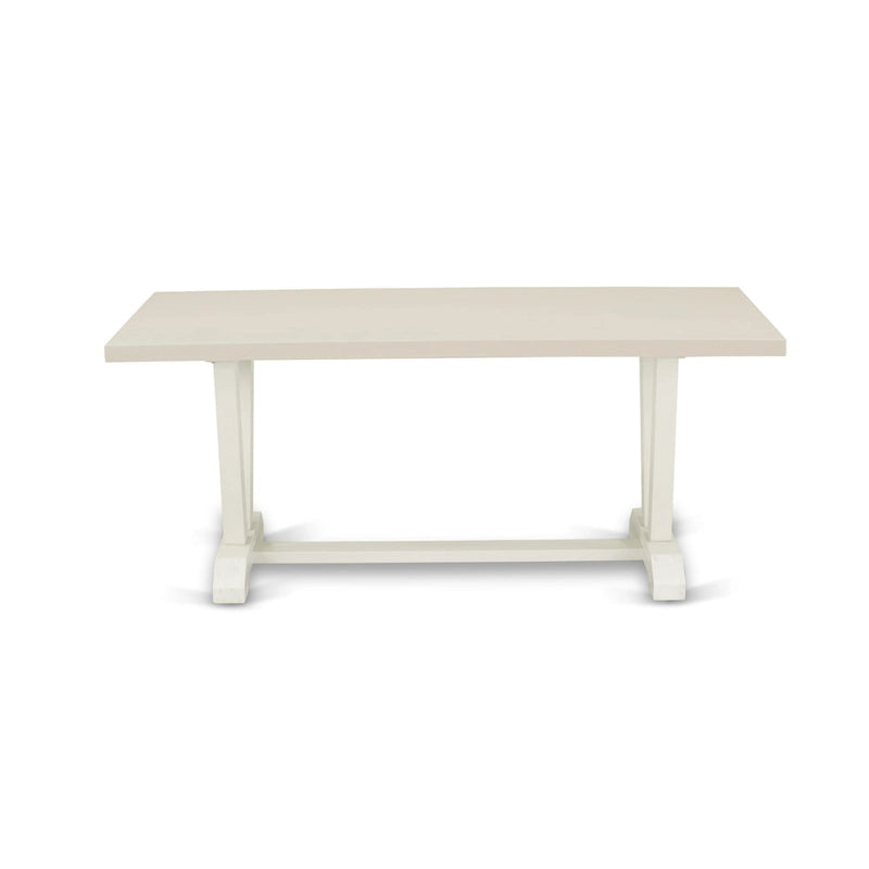 Set da tavolo da pranzo East West Furniture - un tavolo in legno e sedie Parsons in tessuto di lino crema, bianco lino (opzioni di pezzi)