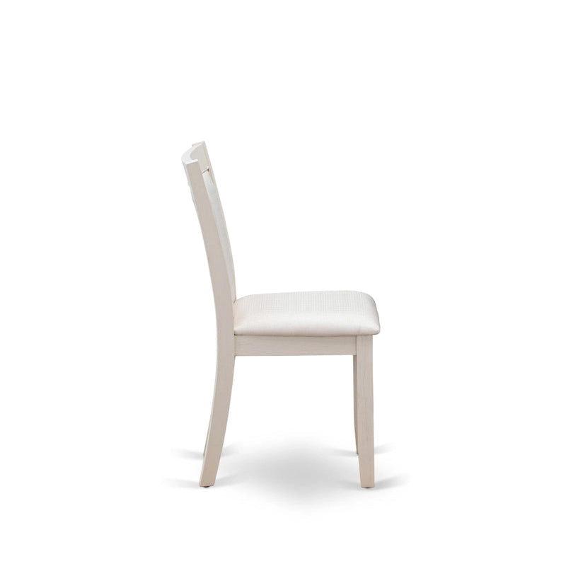 Set da tavolo da pranzo East West Furniture - un tavolo in legno e sedie Parsons in tessuto di lino crema, bianco lino (opzioni di pezzi)
