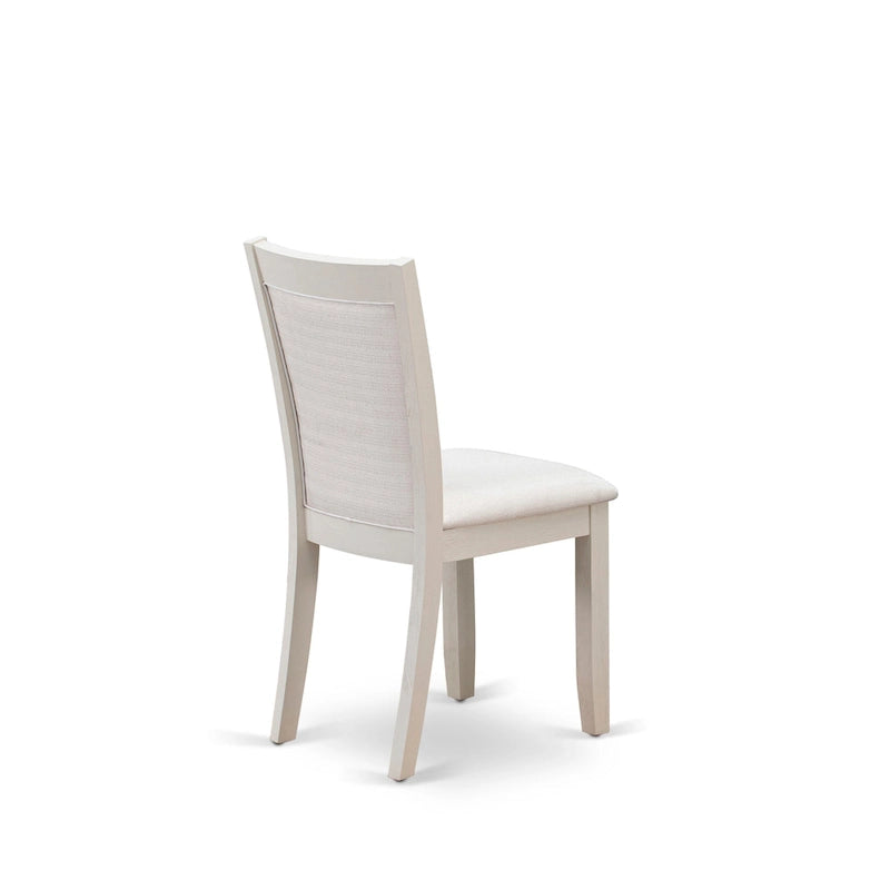 Set da tavolo da pranzo East West Furniture - un tavolo in legno e sedie Parsons in tessuto di lino crema, bianco lino (opzioni di pezzi)