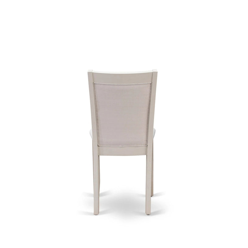 Set da tavolo da pranzo East West Furniture - un tavolo in legno e sedie Parsons in tessuto di lino crema, bianco lino (opzioni di pezzi)