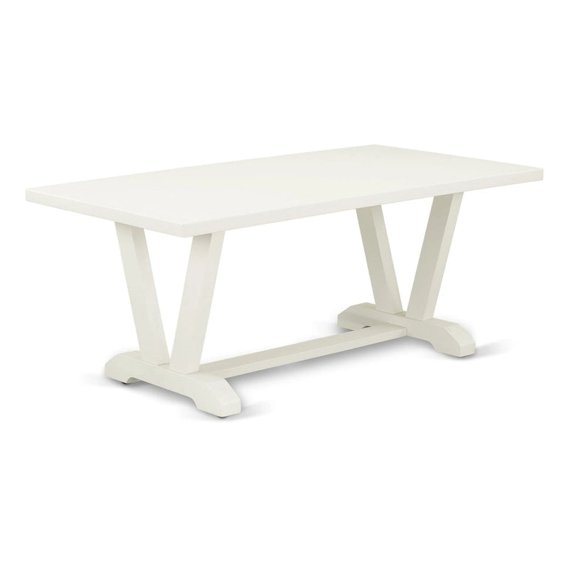 Set da tavolo da pranzo East West Furniture - un tavolo in legno e sedie Parsons in tessuto di lino crema, bianco lino (opzioni di pezzi)
