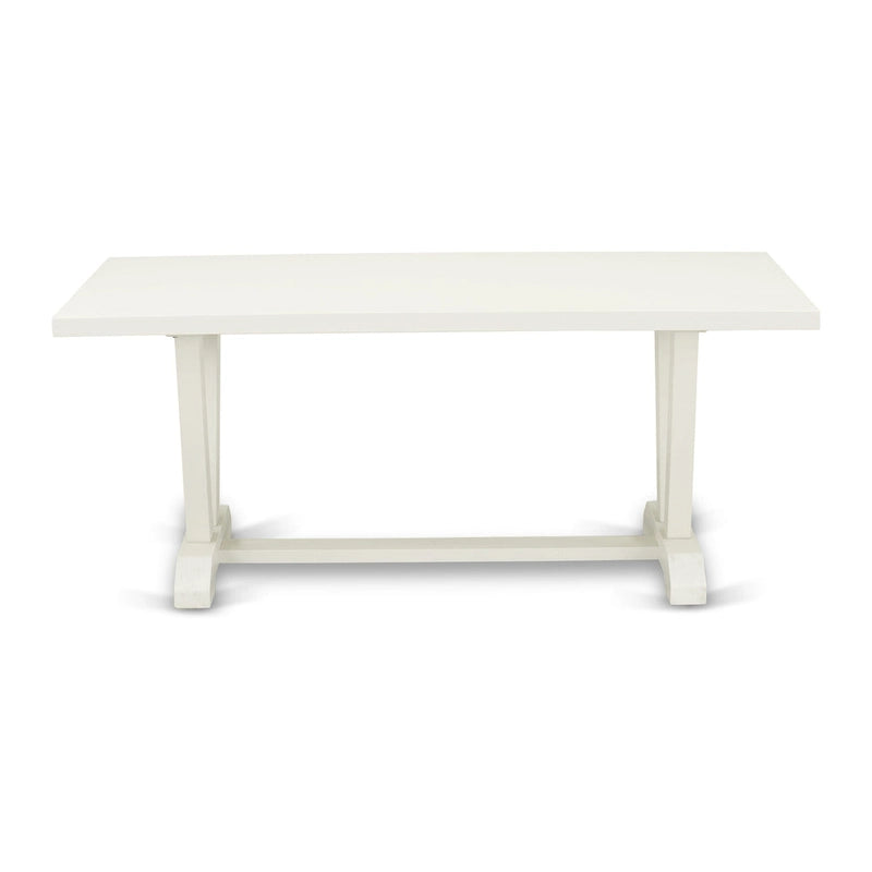 Set da tavolo da pranzo East West Furniture - un tavolo in legno e sedie Parsons in tessuto di lino crema, bianco lino (opzioni di pezzi)