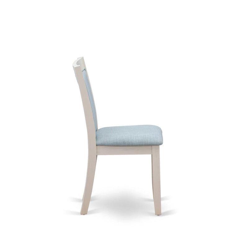 Set da tavolo da pranzo East West Furniture - un tavolo in legno e sedie Parsons in tessuto di lino crema, bianco lino (opzioni di pezzi)