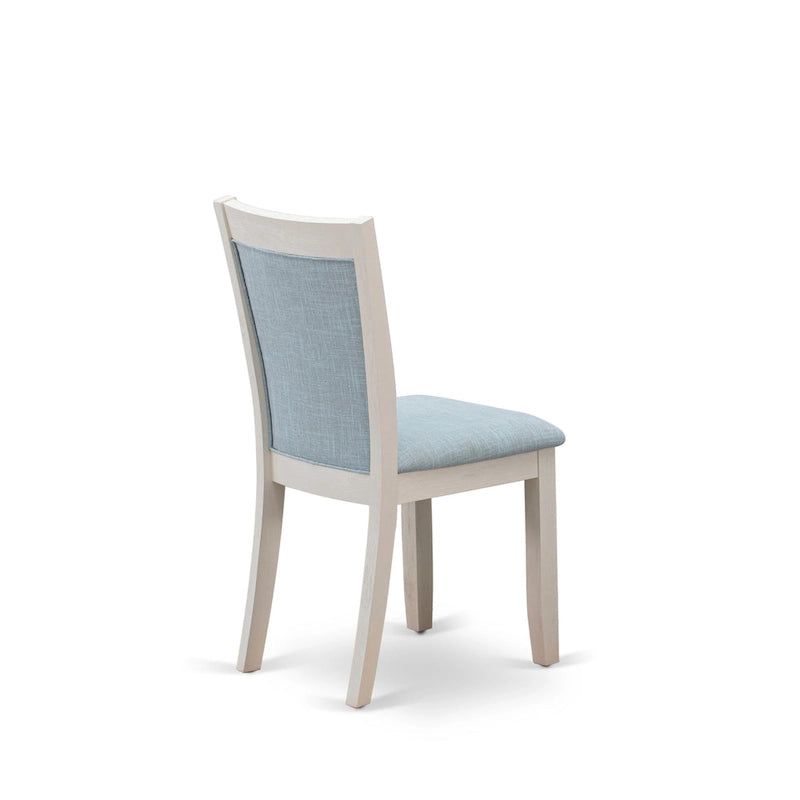 Set da tavolo da pranzo East West Furniture - un tavolo in legno e sedie Parsons in tessuto di lino crema, bianco lino (opzioni di pezzi)