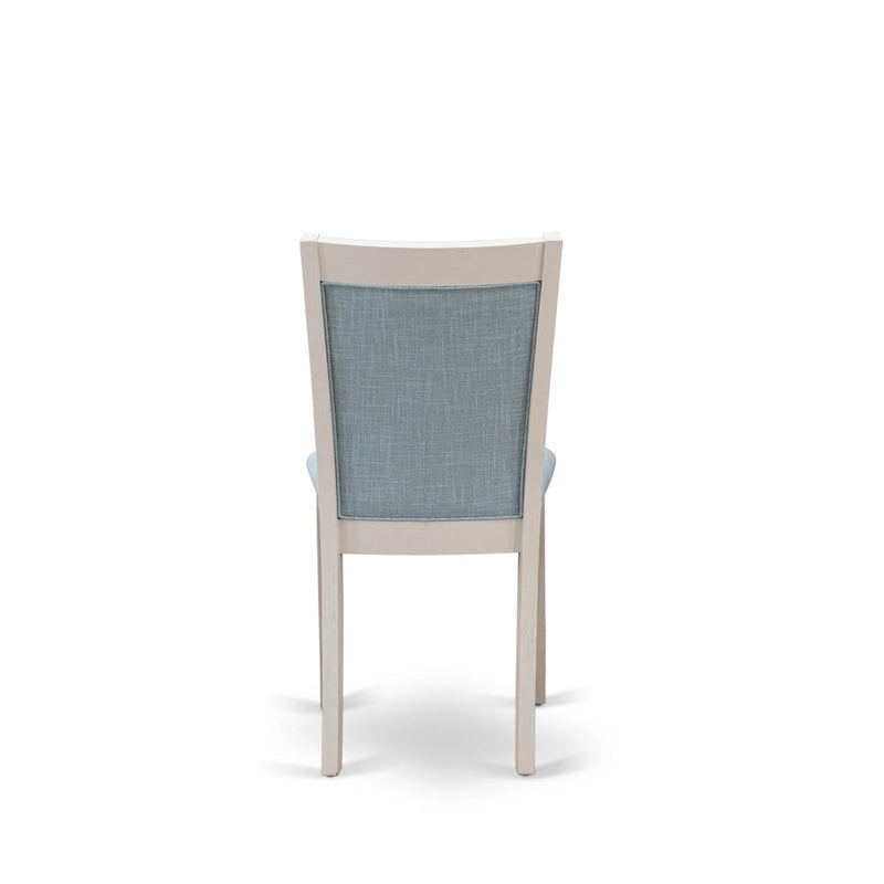 Set da tavolo da pranzo East West Furniture - un tavolo in legno e sedie Parsons in tessuto di lino crema, bianco lino (opzioni di pezzi)