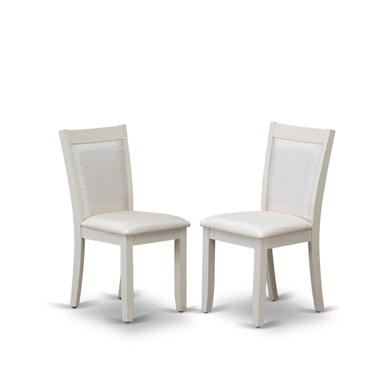 Set da tavolo da pranzo East West Furniture - un tavolo in legno e sedie Parsons in tessuto di lino crema, bianco lino (opzioni di pezzi)
