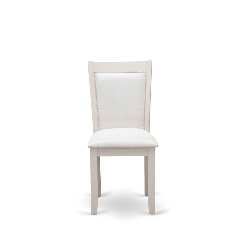 Set da tavolo da pranzo East West Furniture - un tavolo in legno e sedie Parsons in tessuto di lino crema, bianco lino (opzioni di pezzi)
