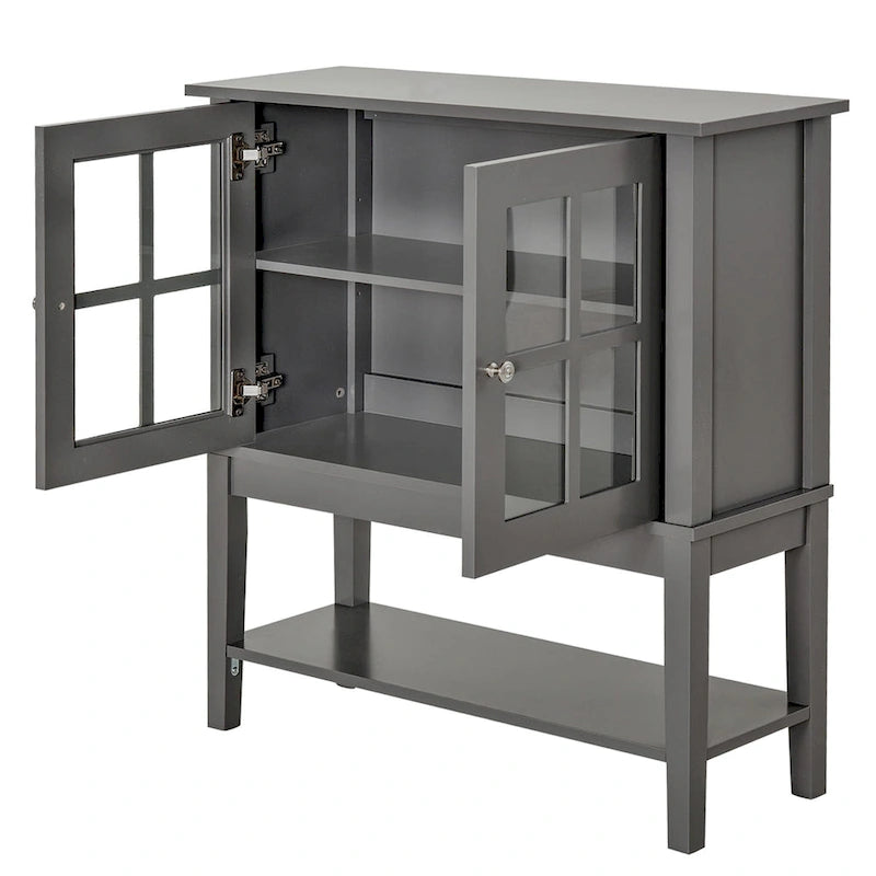 Sideboard Cabinet with 2 Glass Doors - White or Grey