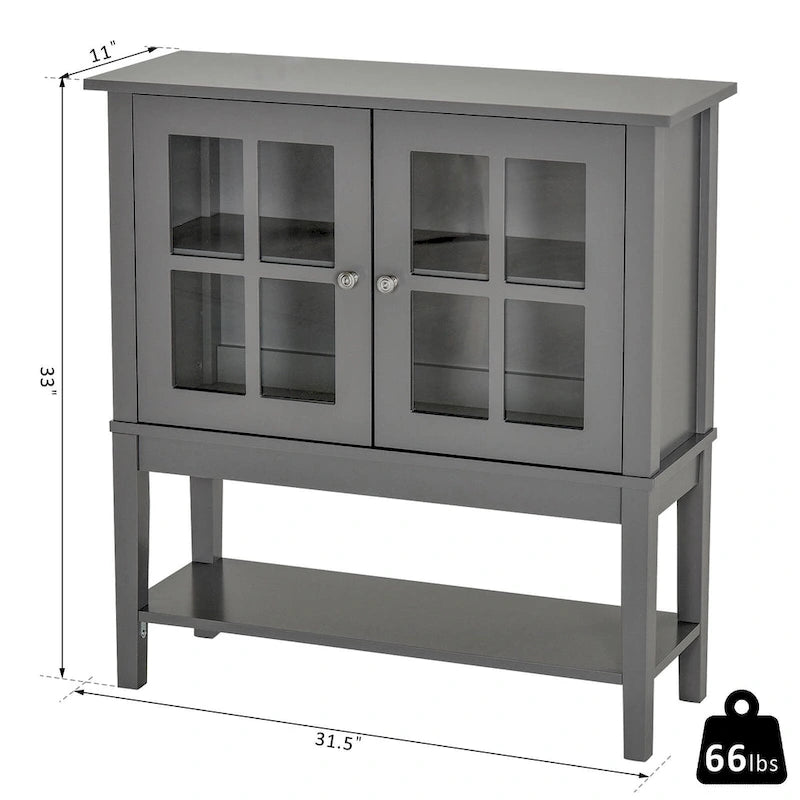 Sideboard Cabinet with 2 Glass Doors - White or Grey