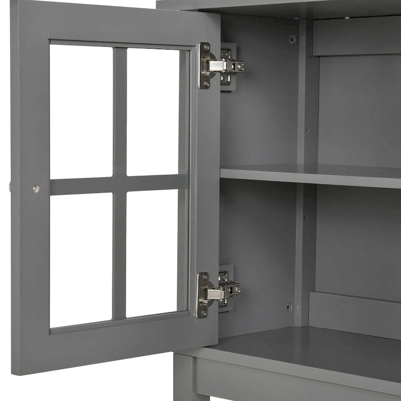 Sideboard Cabinet with 2 Glass Doors - White or Grey