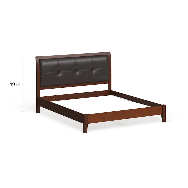Malt Letto a Piattaforma Transizionale in Ecopelle Color Ciliegio di Furniture of America