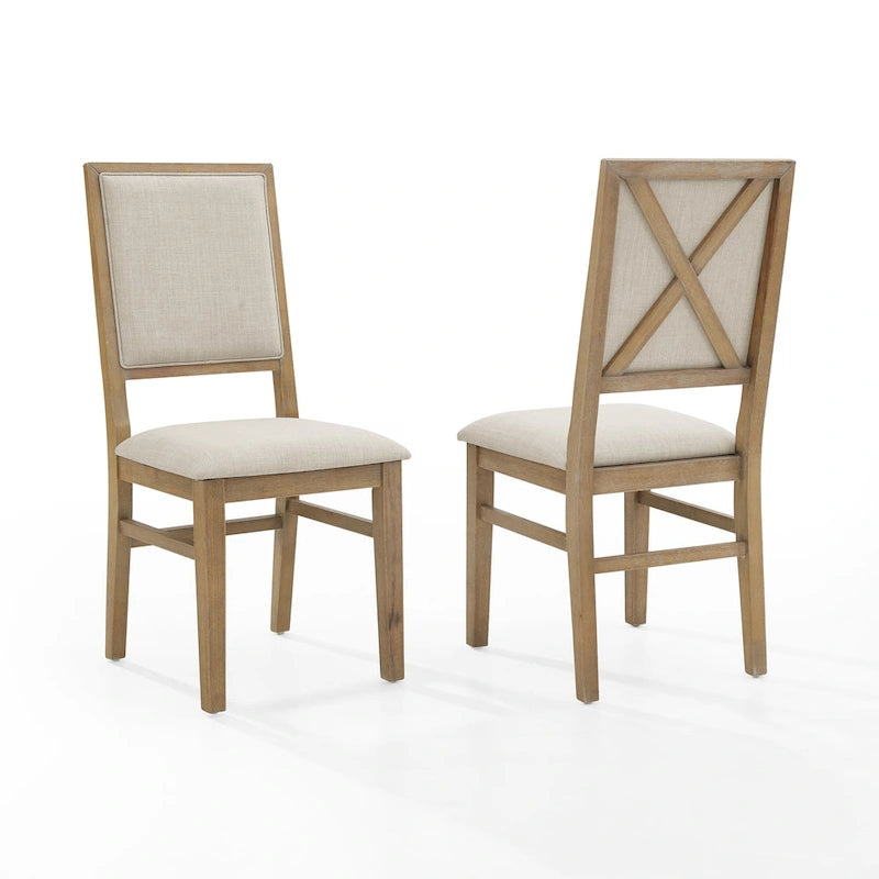 Rustic Brown Upholstered Dining Chair with X-Back Design