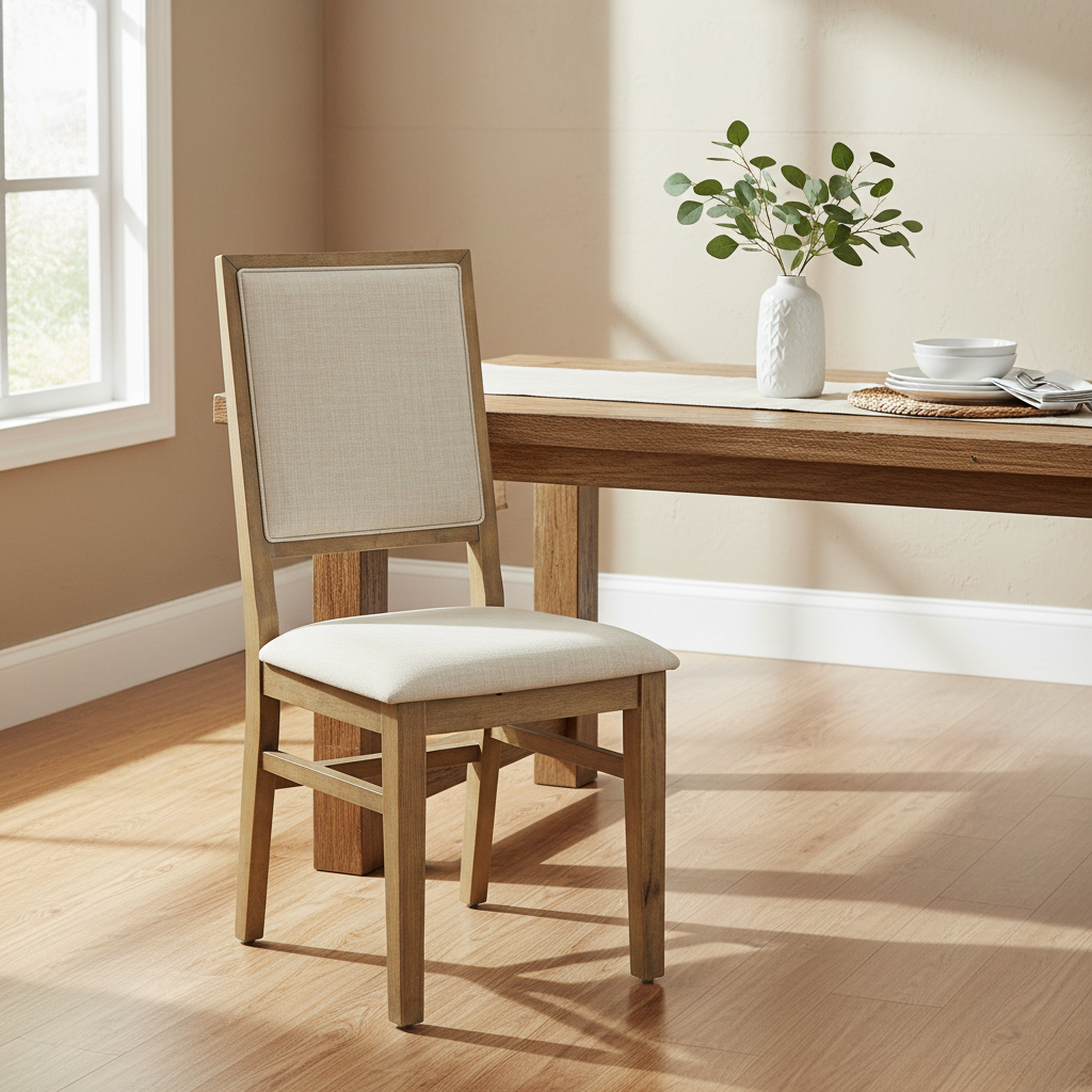 Rustic Brown Upholstered Dining Chair with X-Back Design