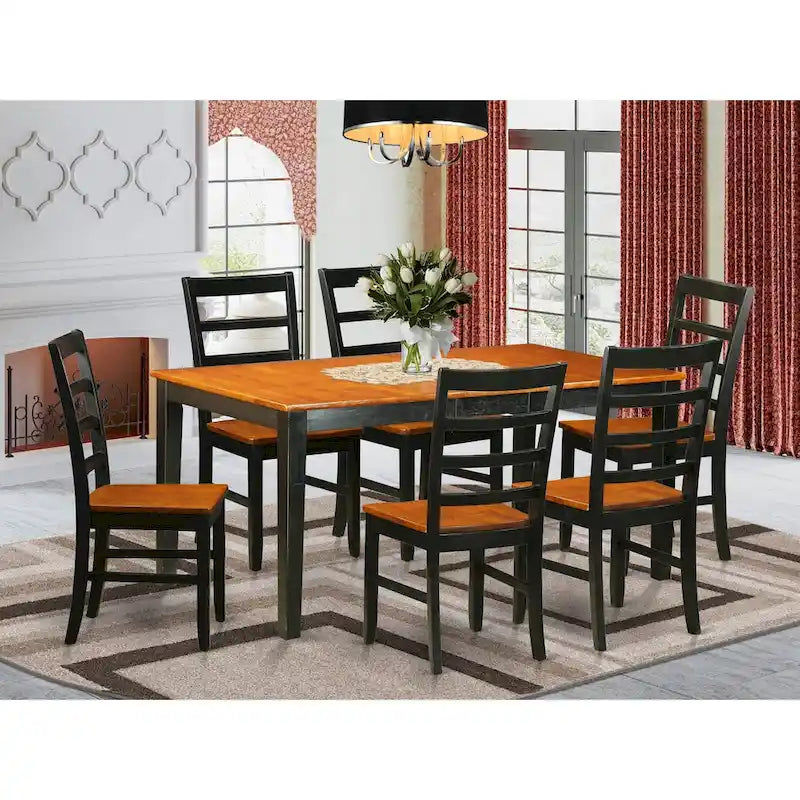 Set di Tavoli East West Furniture Composto da un Tavolo da Pranzo Rettangolare con Foglia a Farfalla e Sedie da Pranzo (Opzioni Tipo di Seduta della Sedia)