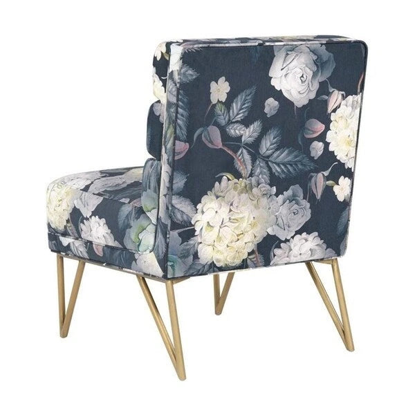 Floral Velvet Chair - Multi-Color - Channel Tufted Single Seat