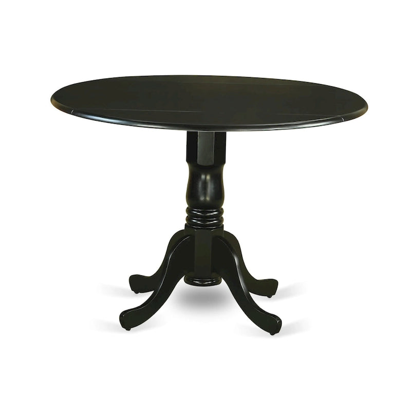 East West Furniture Set da pranzo 5 pezzi - un tavolo da pranzo rotondo con ribalte e 4 sedie da sala da pranzo, (Opzioni di finitura)