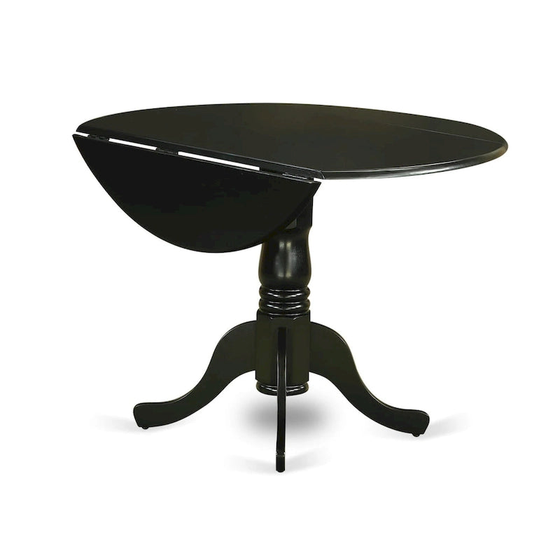 East West Furniture Set da pranzo 5 pezzi - un tavolo da pranzo rotondo con ribalte e 4 sedie da sala da pranzo, (Opzioni di finitura)