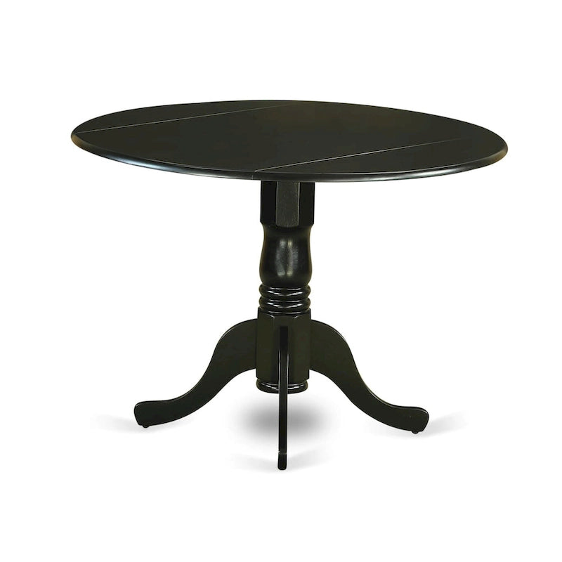 East West Furniture Set da pranzo 5 pezzi - un tavolo da pranzo rotondo con ribalte e 4 sedie da sala da pranzo, (Opzioni di finitura)
