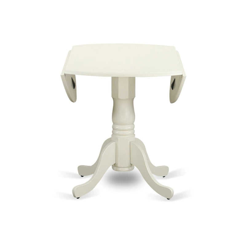 East West Furniture Set da pranzo 5 pezzi - un tavolo da pranzo rotondo con ribalte e 4 sedie da sala da pranzo, (Opzioni di finitura)