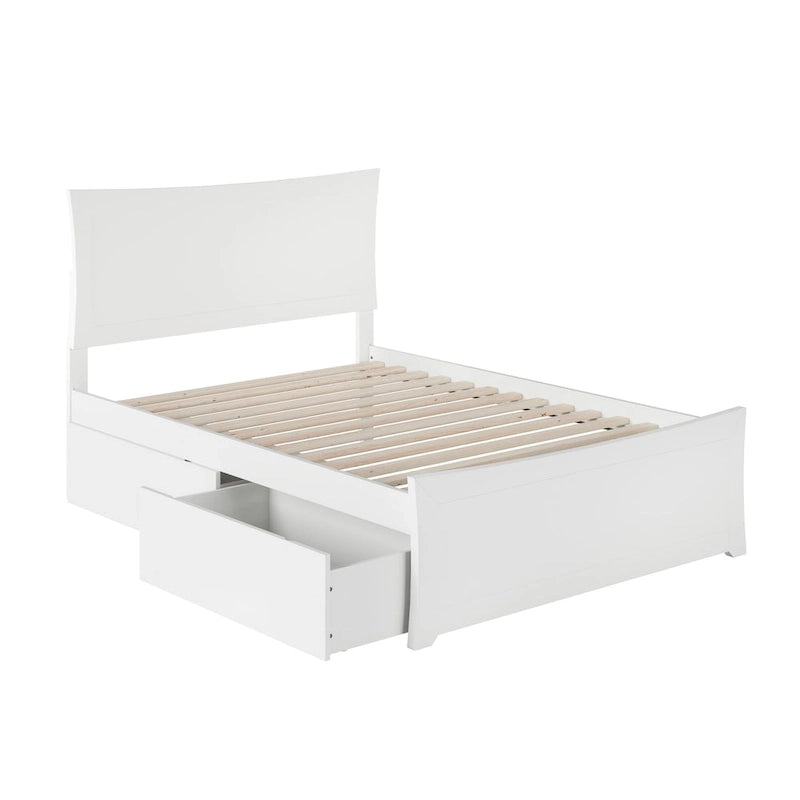 Letto matrimoniale con pediera e 2 cassetti, Metro, Bianco