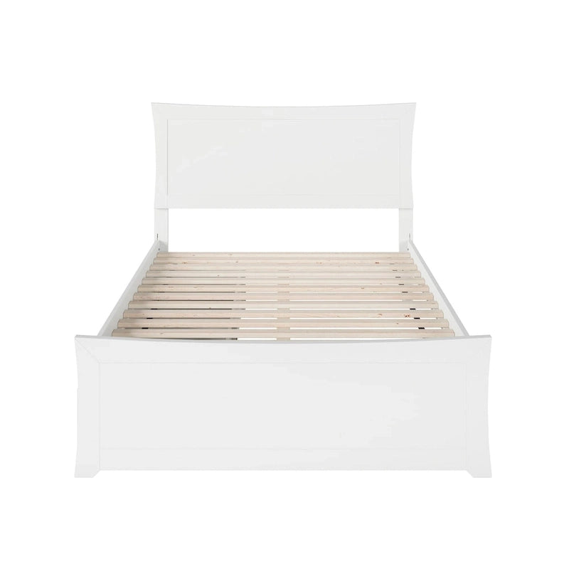 Letto matrimoniale con pediera e 2 cassetti, Metro, Bianco